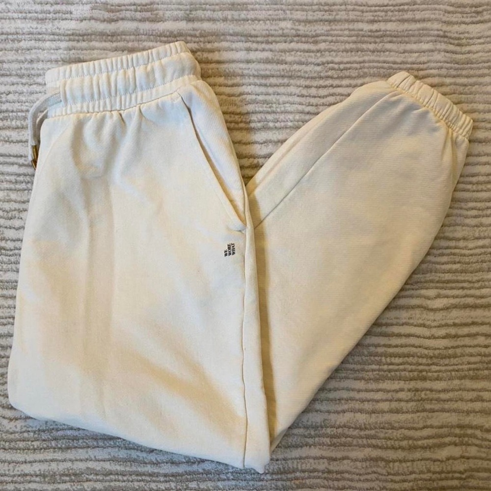 WEWOREWHAT High-Waist Cotton Off-White Sweatpants